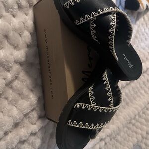 Makers Black Women's Sandals with White Stitching